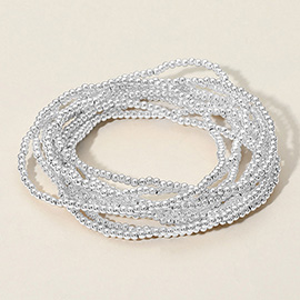 10PCS - Metal Ball Beaded Stretch Multi Layered Bracelets