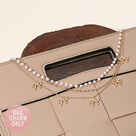 Bow Pendant Station Chain Pearl Beaded Layered Bag Charm