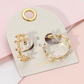18K Gold Dipped Stone Pointed Cross Hoop Earrings