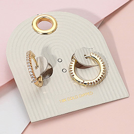 18K Gold Dipped Stone Paved Huggie Hoop Earrings
