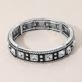 Western Square Stone Studded Stretch Bracelet