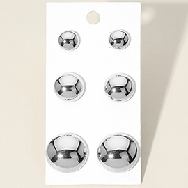 3Pairs - Metal Disc Stud Earring Set