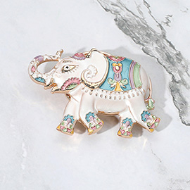Colored Metal Elephant Magnetic Brooch