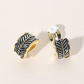 Tribal Metal Half Hoop Clip on Earrings