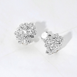Rhinestone Cluster Flower Evening Clip On Earrings