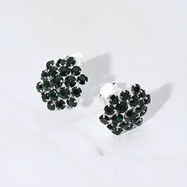 Rhinestone Cluster Flower Evening Clip On Earrings