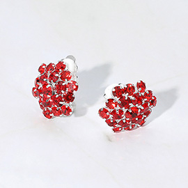 Rhinestone Cluster Flower Evening Clip On Earrings