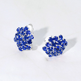 Rhinestone Cluster Flower Evening Clip On Earrings