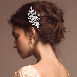 Stone Paved Leaf Bunch Pointed Hair Comb