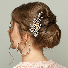 CZ Stone Cluster Flower Leaf Bunch Hair Comb