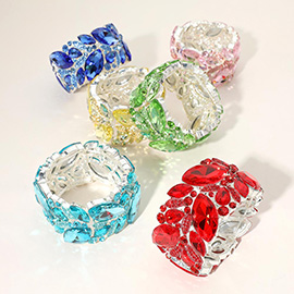 Marquise Stone Cluster Embellished Stretch Bracelet