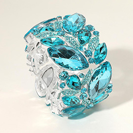 Marquise Stone Cluster Embellished Stretch Bracelet