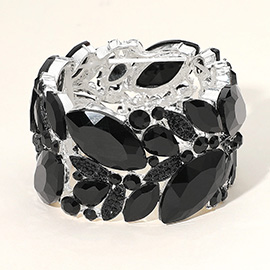 Marquise Stone Cluster Embellished Stretch Bracelet