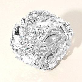 Marquise Stone Cluster Embellished Stretch Bracelet