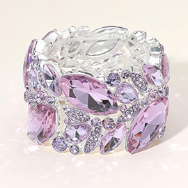 Marquise Stone Cluster Embellished Stretch Bracelet