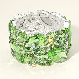Marquise Stone Cluster Embellished Stretch Bracelet