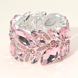 Marquise Stone Cluster Embellished Stretch Bracelet