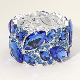 Marquise Stone Cluster Embellished Stretch Bracelet