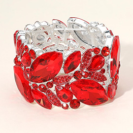 Marquise Stone Cluster Embellished Stretch Bracelet