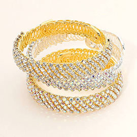 Rhinestone Paved Adjustable Evening Bracelet