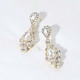 Teardrop Stone Cluster Dangle Evening Earrings
