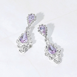Teardrop Stone Cluster Dangle Evening Earrings