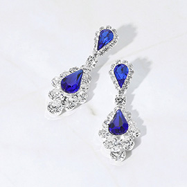 Teardrop Stone Cluster Dangle Evening Earrings