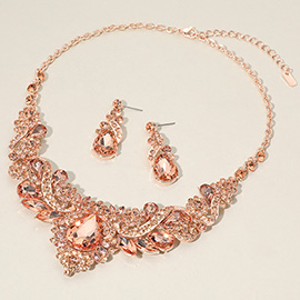 Teardrop Marquise Stone Cluster Embellished Evening Necklace