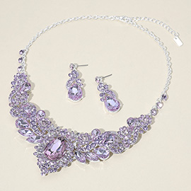 Teardrop Marquise Stone Cluster Embellished Evening Necklace