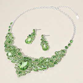 Teardrop Marquise Stone Cluster Embellished Evening Necklace
