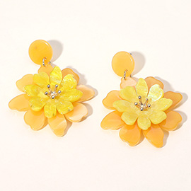Celluloid Acetate Flower Dangle Earrings