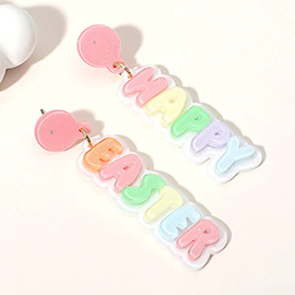 HAPPY EASTER Resin Message Dangle Earrings