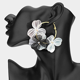 Triple Cutout Flower Hoop Earrings