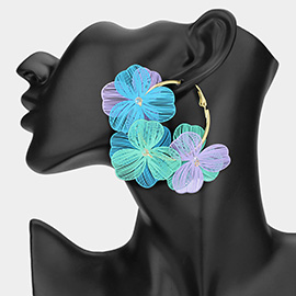 Triple Cutout Flower Hoop Earrings