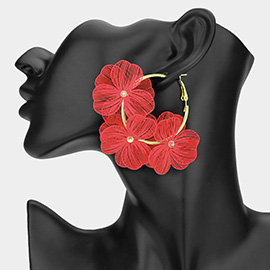Triple Cutout Flower Hoop Earrings