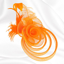 Feather Mesh Flower Fascinator / Headband
