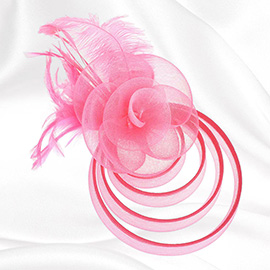 Feather Mesh Flower Fascinator / Headband