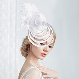 Feather Mesh Flower Fascinator / Headband