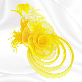 Feather Mesh Flower Fascinator / Headband