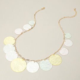 Celluloid Acetate Disc Charm Station Statement Necklace