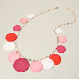 Celluloid Acetate Disc Charm Station Statement Necklace