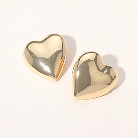 Puff Metal Heart Earrings