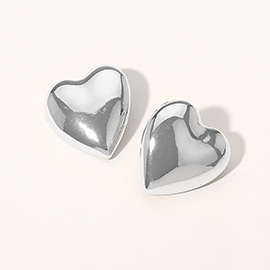 Puff Metal Heart Earrings
