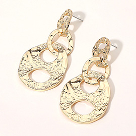 Chunky Textured Metal Mariner Link Drop Earrings