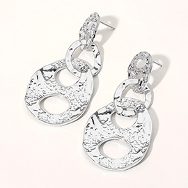 Chunky Textured Metal Mariner Link Drop Earrings