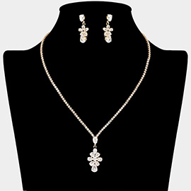 Teardrop CZ Stone Cluster Embellished Pendant Rhinestone Paved Necklace
