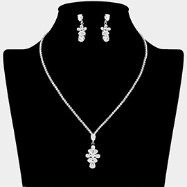 Teardrop CZ Stone Cluster Embellished Pendant Rhinestone Paved Necklace