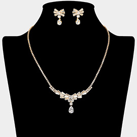 Teardrop CZ Stone Cluster Pointed Baguette Stone Embellished Rhinestone Paved Necklace