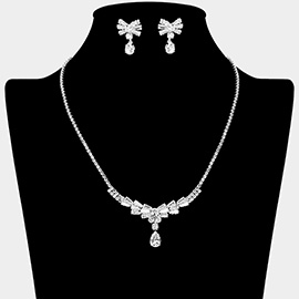 Teardrop CZ Stone Cluster Pointed Baguette Stone Embellished Rhinestone Paved Necklace