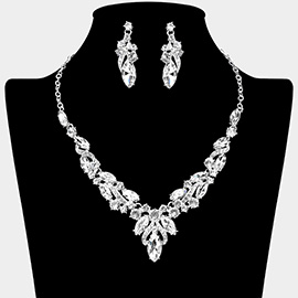 Marquise Cluster Embellished Evening Necklace